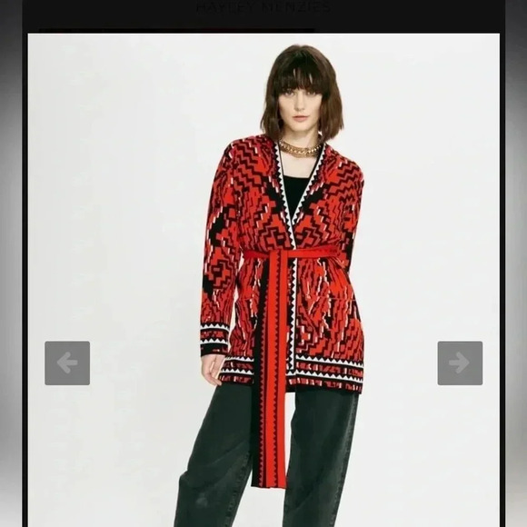 Red Geometric Women's Cardigan - Picture 1 of 7